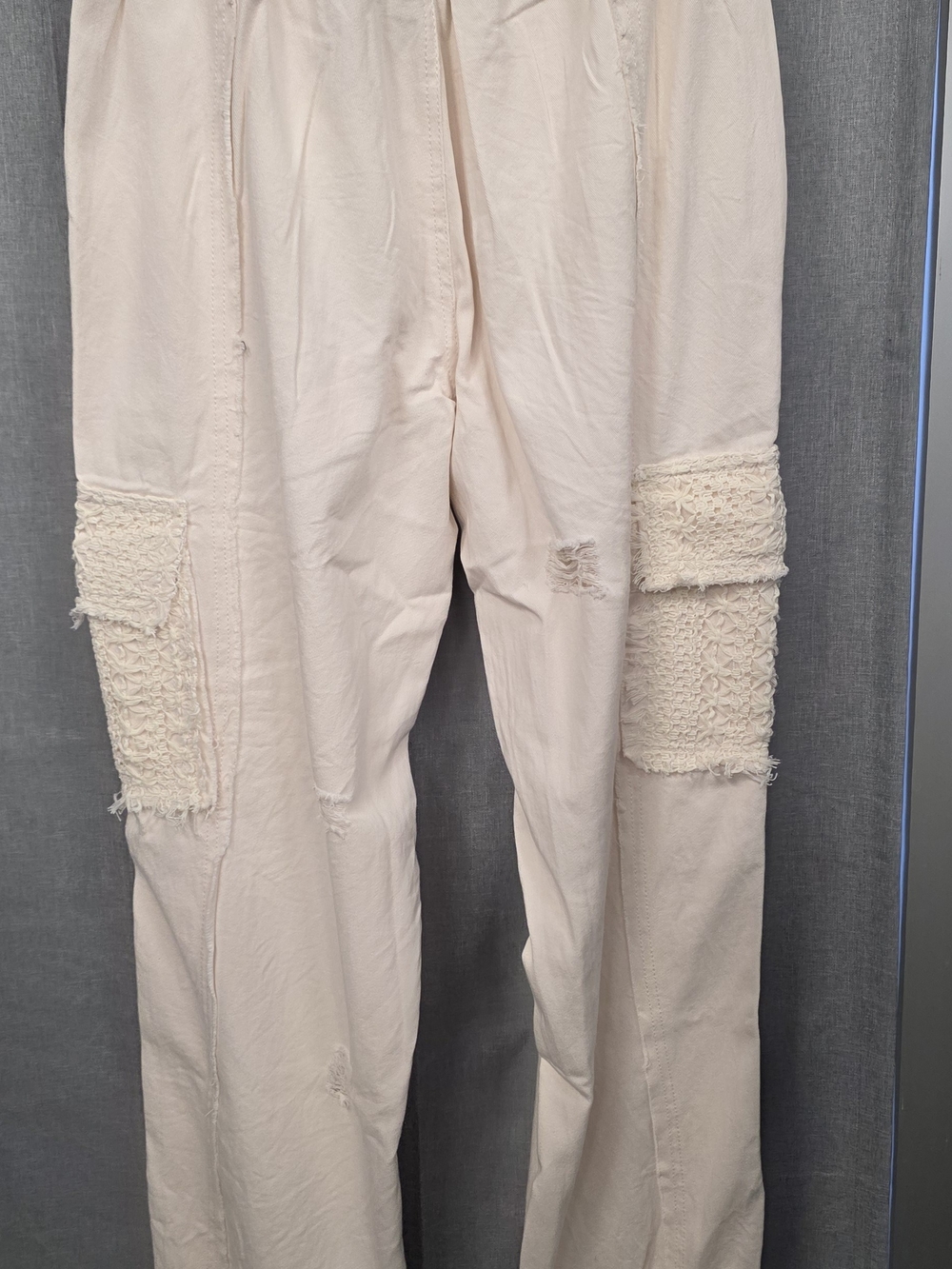 POL Cream Track Joggers with Cargo Patch Details - Picture 3 of 8
